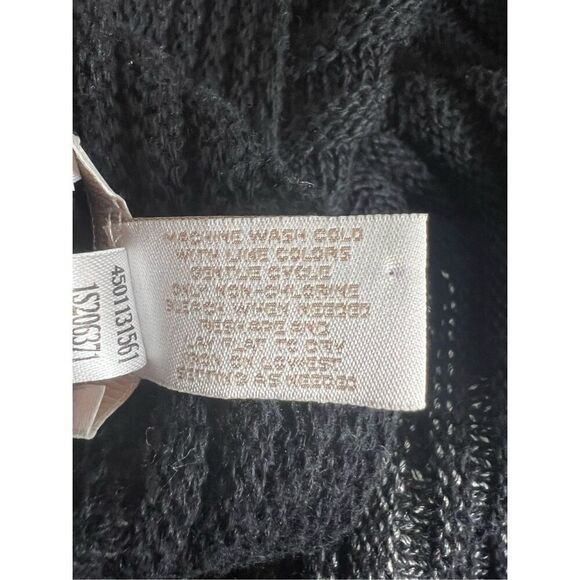 Chico's Wool Blend Black Grey Ribbed Knit Open Front Long Cardigan Size 2(12) - Picture 8 of 11